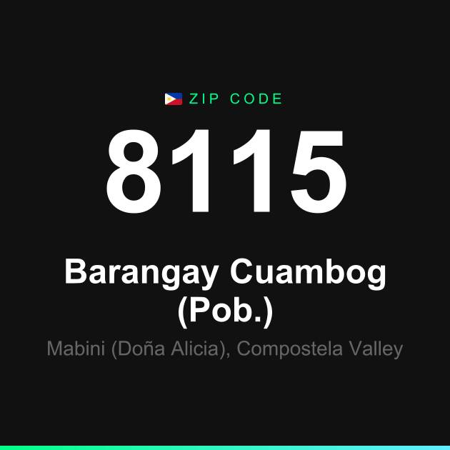 Shareable ZIP code 8115 card for Barangay Cuambog (Pob.)