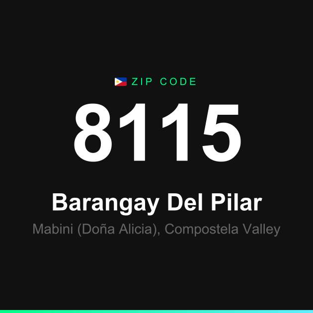 Shareable ZIP code 8115 card for Barangay Del Pilar