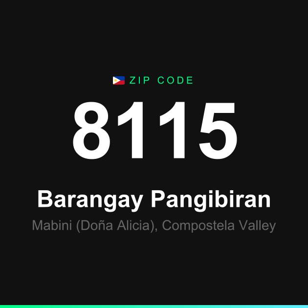 Shareable ZIP code 8115 card for Barangay Pangibiran