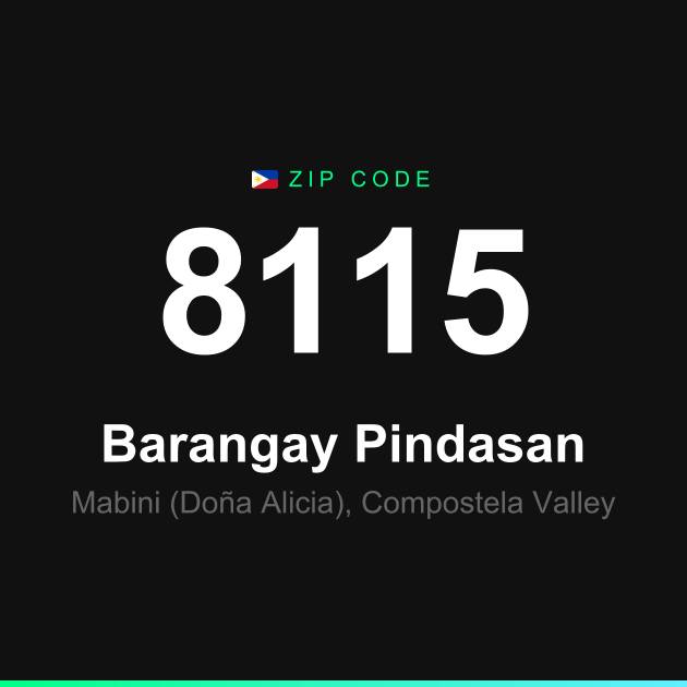 Shareable ZIP code 8115 card for Barangay Pindasan