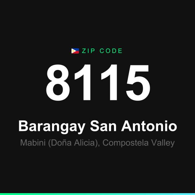 Shareable ZIP code 8115 card for Barangay San Antonio