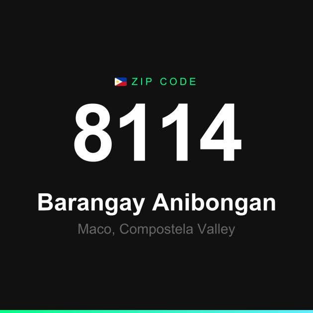 Shareable ZIP code 8114 card for Barangay Anibongan