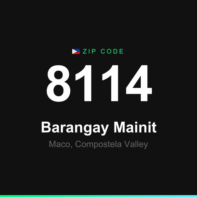 Shareable ZIP code 8114 card for Barangay Mainit