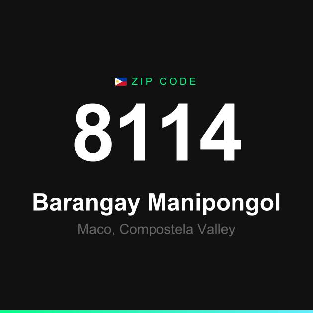 Shareable ZIP code 8114 card for Barangay Manipongol