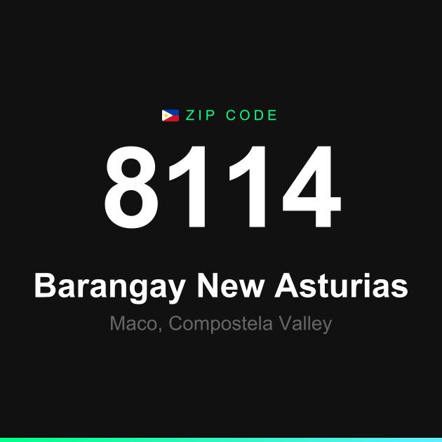 Shareable ZIP code 8114 card for Barangay New Asturias