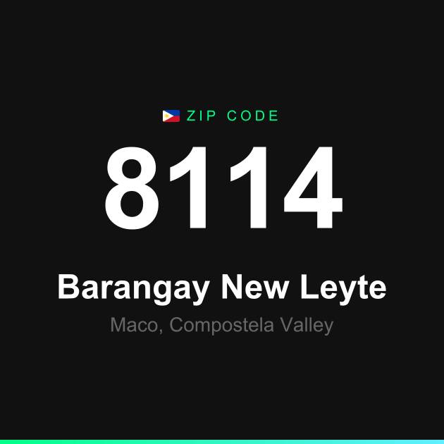 Shareable ZIP code 8114 card for Barangay New Leyte