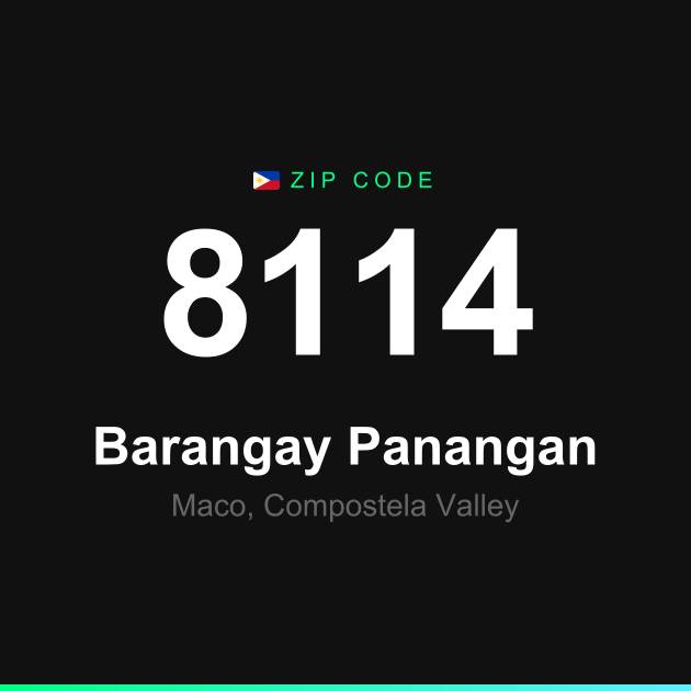 Shareable ZIP code 8114 card for Barangay Panangan