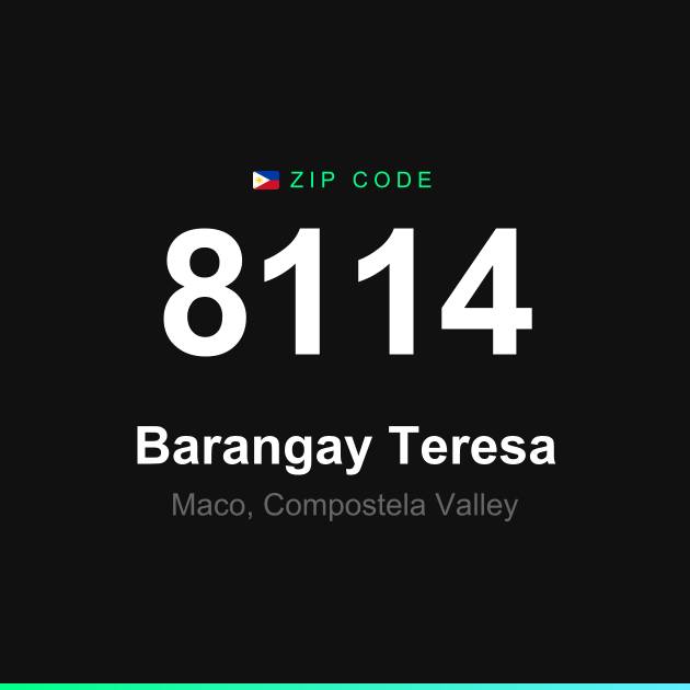 Shareable ZIP code 8114 card for Barangay Teresa