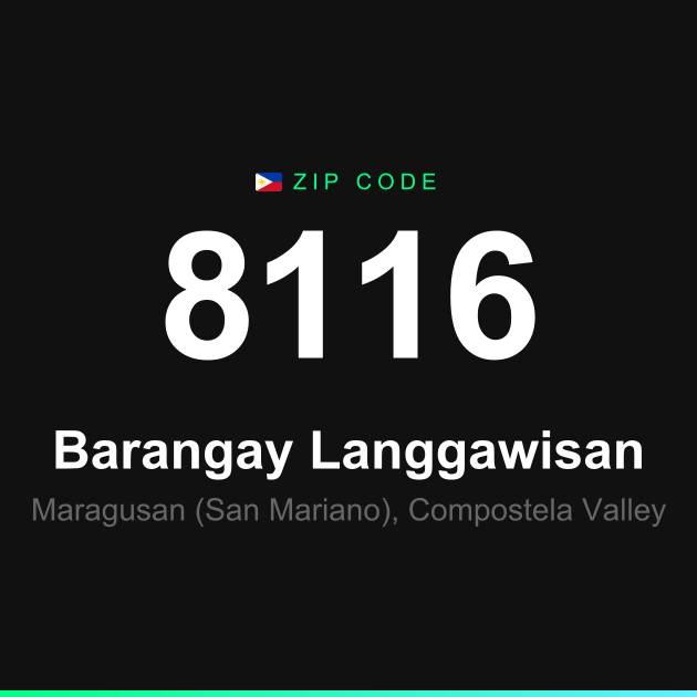 Shareable ZIP code 8116 card for Barangay Langgawisan