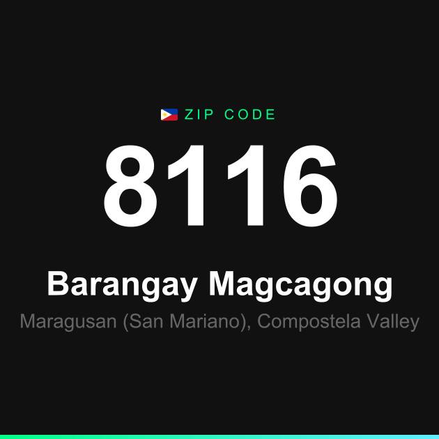 Shareable ZIP code 8116 card for Barangay Magcagong