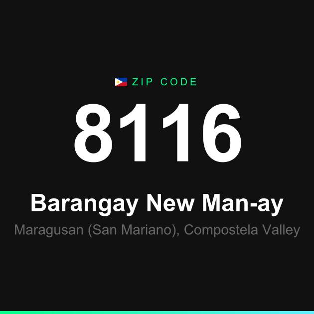 Shareable ZIP code 8116 card for Barangay New Man-ay