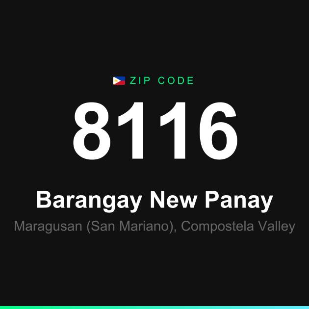 Shareable ZIP code 8116 card for Barangay New Panay