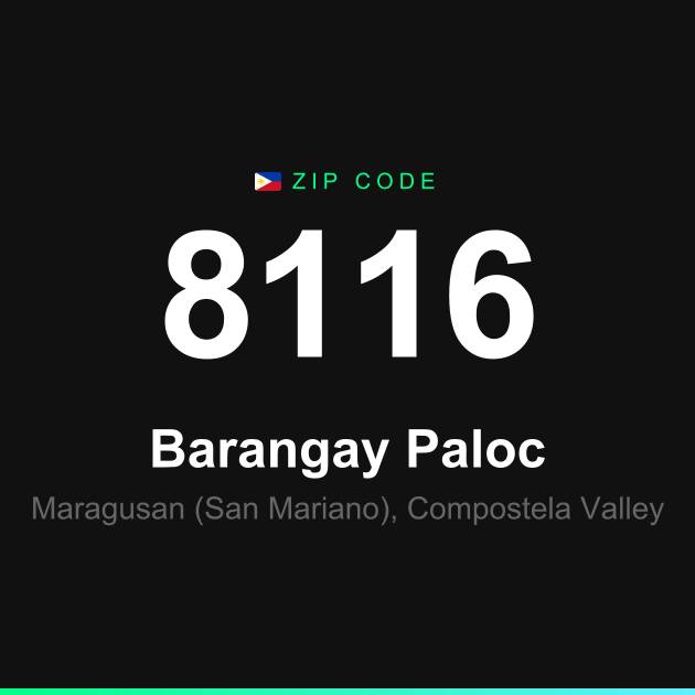 Shareable ZIP code 8116 card for Barangay Paloc