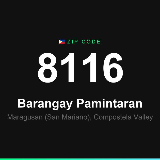 Shareable ZIP code 8116 card for Barangay Pamintaran