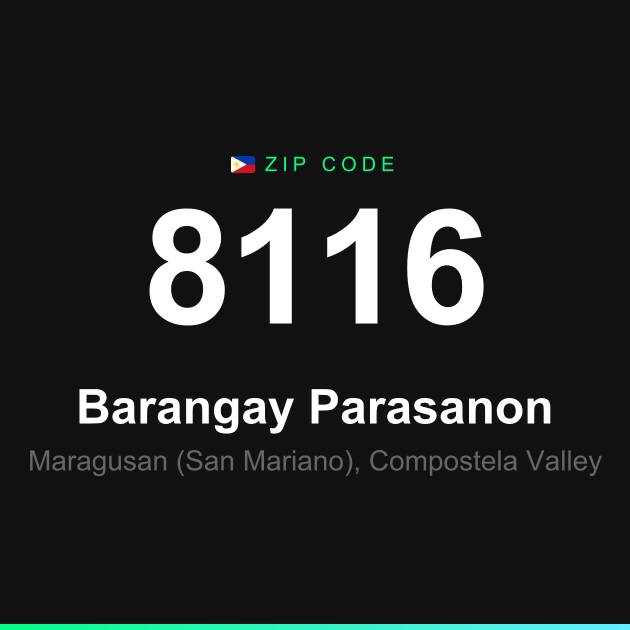 Shareable ZIP code 8116 card for Barangay Parasanon