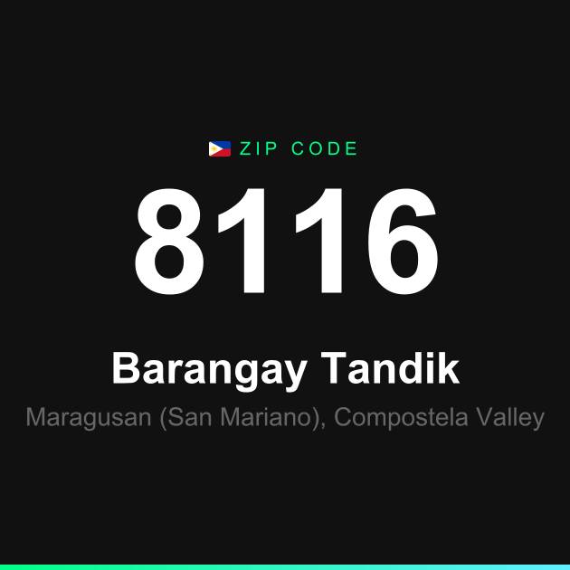 Shareable ZIP code 8116 card for Barangay Tandik