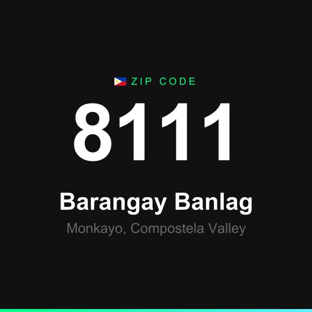 Shareable ZIP code 8111 card for Barangay Banlag