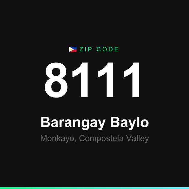 Shareable ZIP code 8111 card for Barangay Baylo