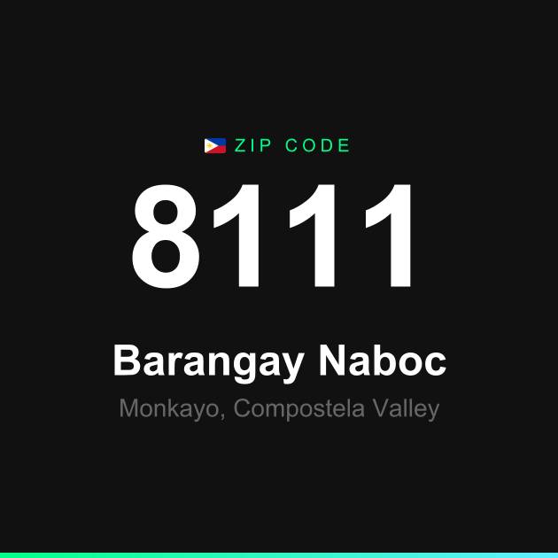 Shareable ZIP code 8111 card for Barangay Naboc