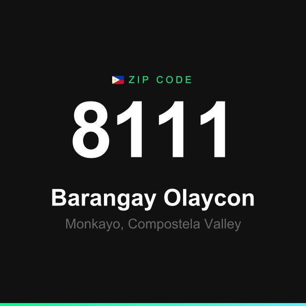 Shareable ZIP code 8111 card for Barangay Olaycon