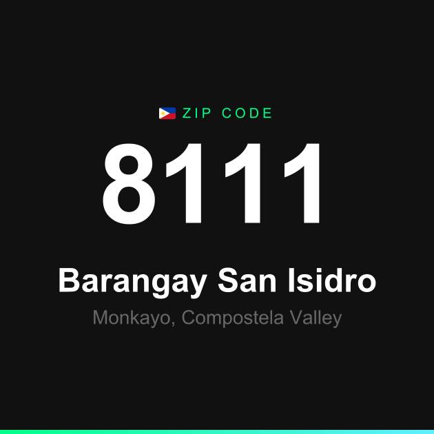 Shareable ZIP code 8111 card for Barangay San Isidro