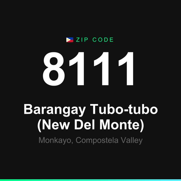 Shareable ZIP code 8111 card for Barangay Tubo-tubo (New Del Monte)