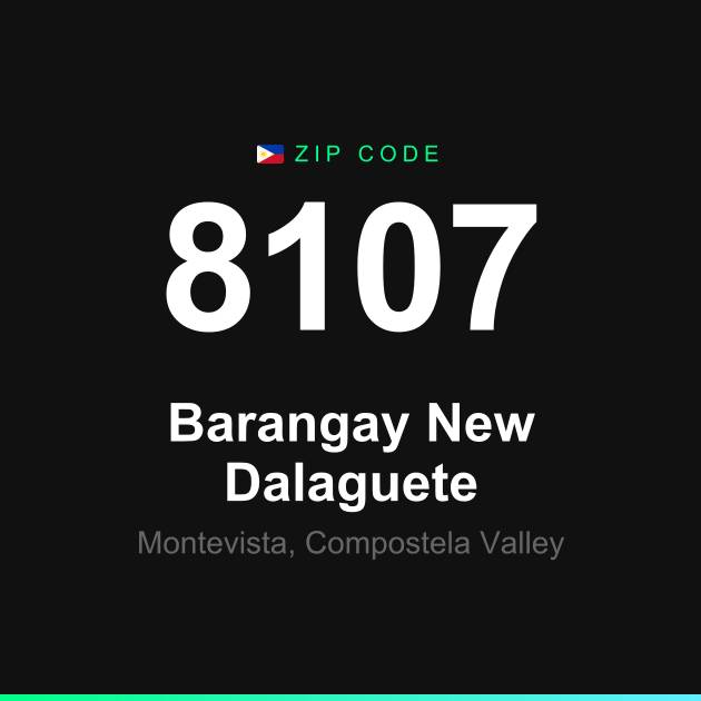 Shareable ZIP code 8107 card for Barangay New Dalaguete
