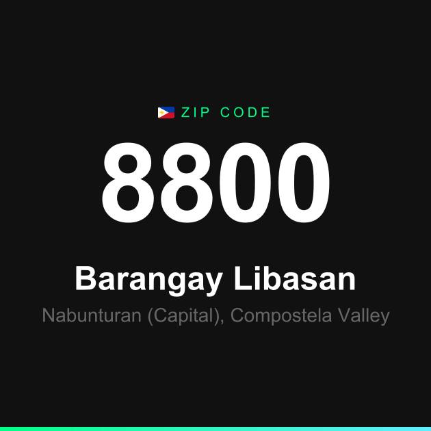 Shareable ZIP code 8800 card for Barangay Libasan