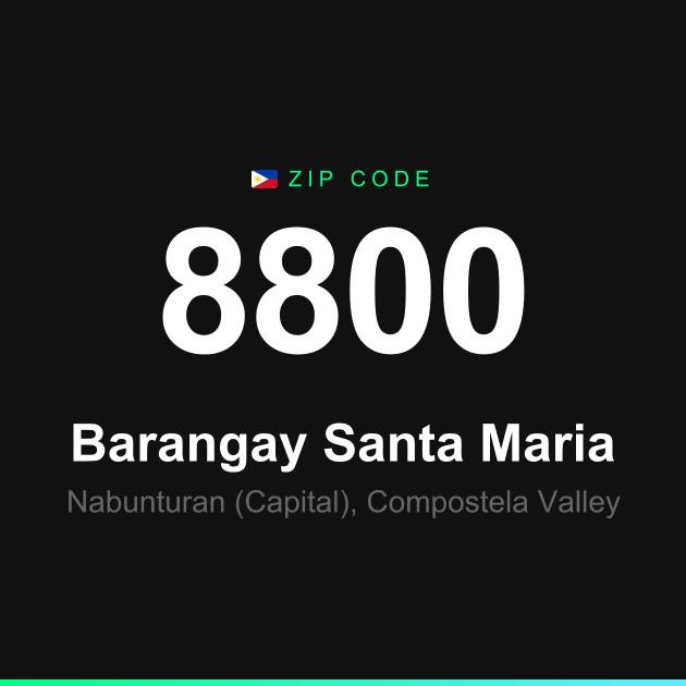 Shareable ZIP code 8800 card for Barangay Santa Maria