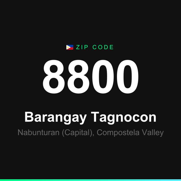 Shareable ZIP code 8800 card for Barangay Tagnocon