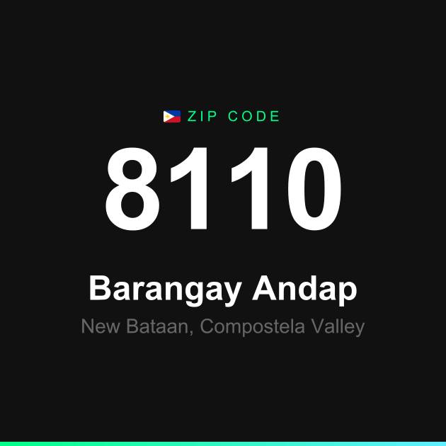 Shareable ZIP code 8110 card for Barangay Andap