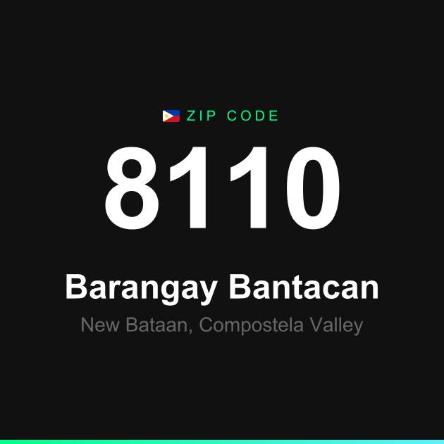 Shareable ZIP code 8110 card for Barangay Bantacan