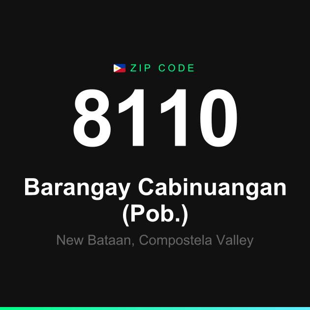Shareable ZIP code 8110 card for Barangay Cabinuangan (Pob.)