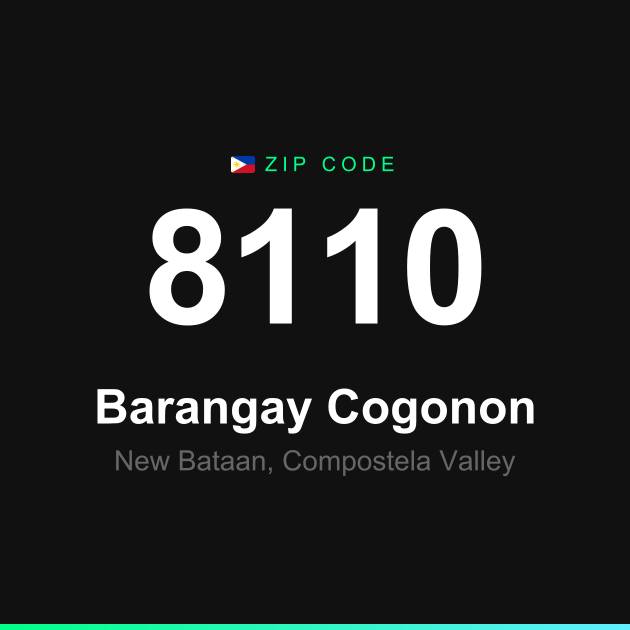 Shareable ZIP code 8110 card for Barangay Cogonon
