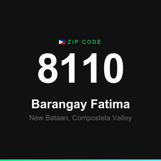 Shareable ZIP code 8110 card for Barangay Fatima