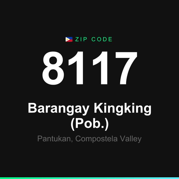 Shareable ZIP code 8117 card for Barangay Kingking (Pob.)