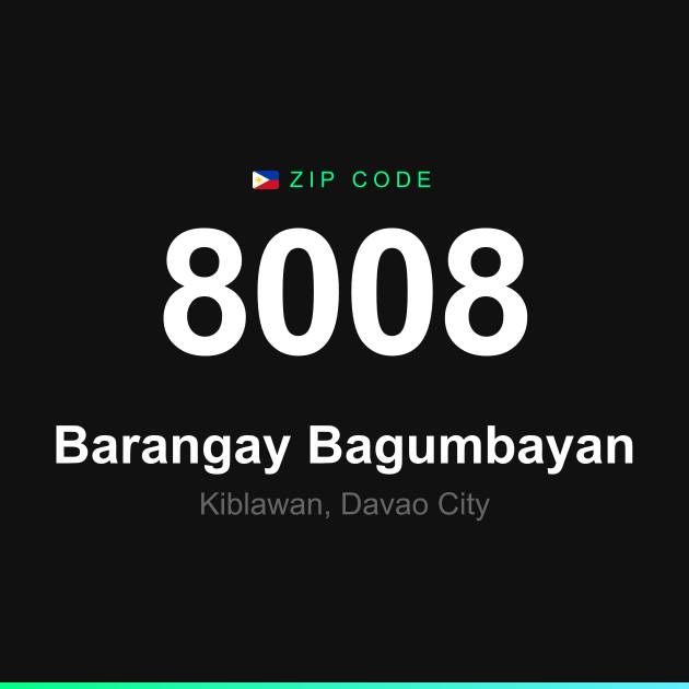 Shareable ZIP code 8008 card for Barangay Bagumbayan