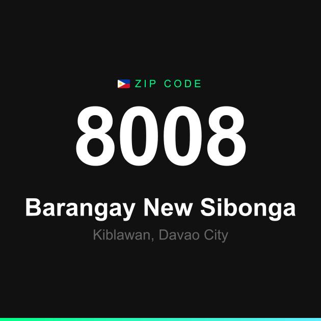 Shareable ZIP code 8008 card for Barangay New Sibonga
