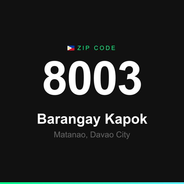Shareable ZIP code 8003 card for Barangay Kapok