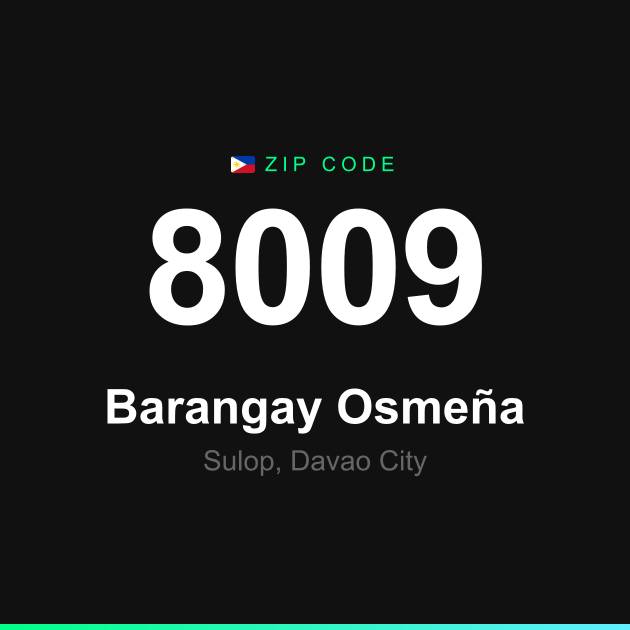 Shareable ZIP code 8009 card for Barangay Osmeña