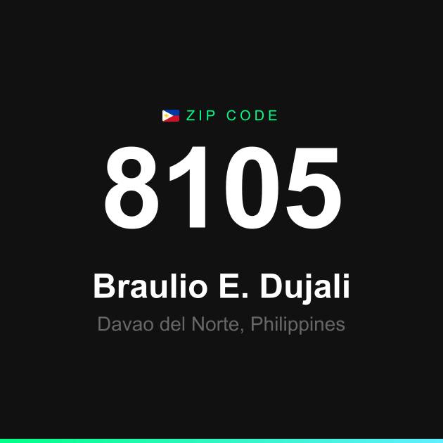 Shareable ZIP code 8105 card for Braulio E. Dujali