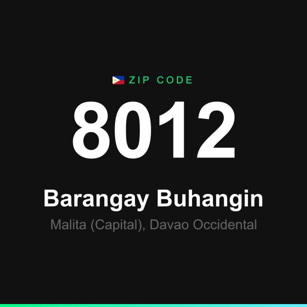 Shareable ZIP code 8012 card for Barangay Buhangin