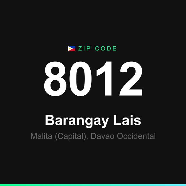 Shareable ZIP code 8012 card for Barangay Lais