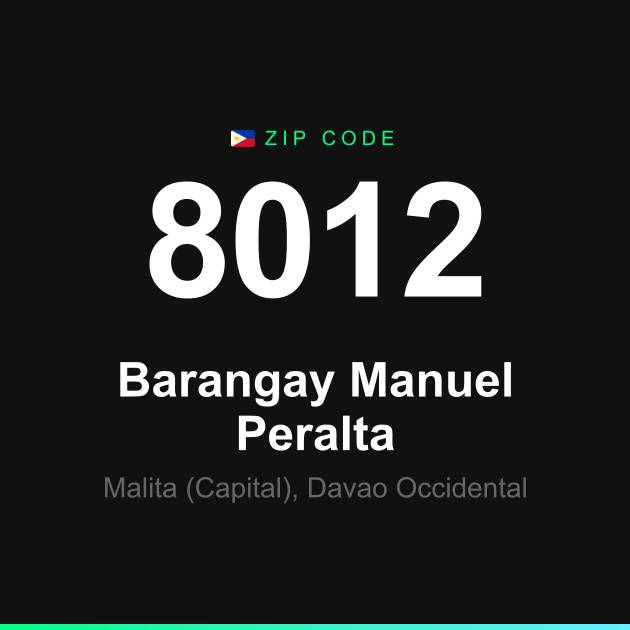 Shareable ZIP code 8012 card for Barangay Manuel Peralta
