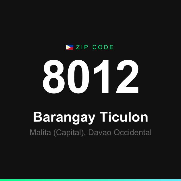 Shareable ZIP code 8012 card for Barangay Ticulon