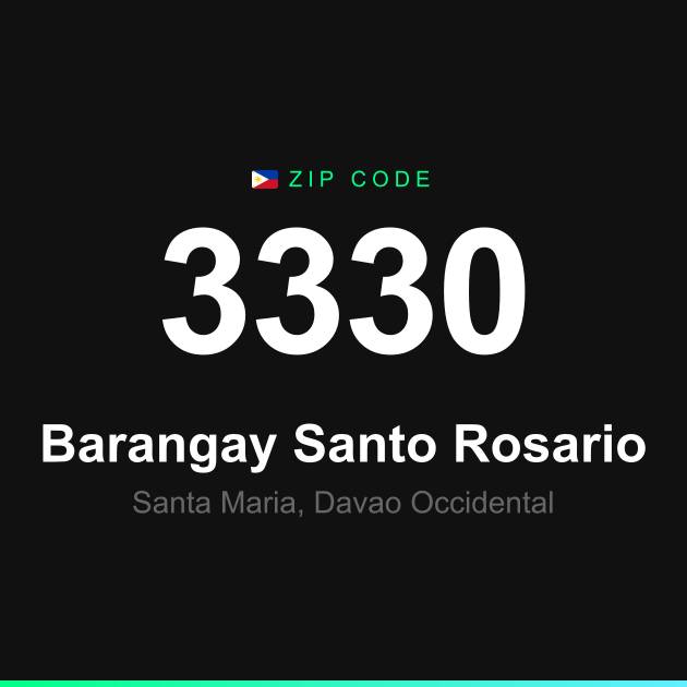 Shareable ZIP code 3330 card for Barangay Santo Rosario