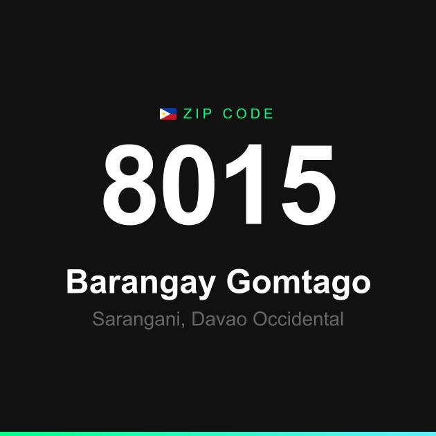 Shareable ZIP code 8015 card for Barangay Gomtago
