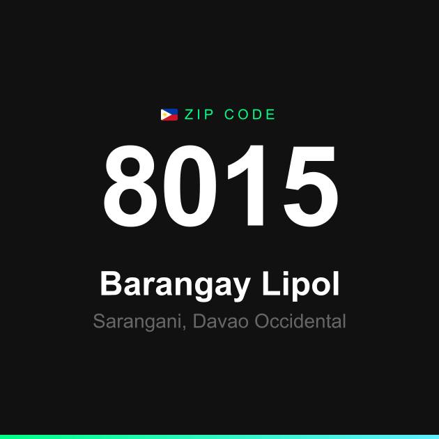 Shareable ZIP code 8015 card for Barangay Lipol