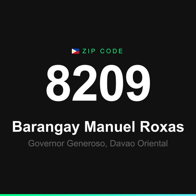 Shareable ZIP code 8209 card for Barangay Manuel Roxas