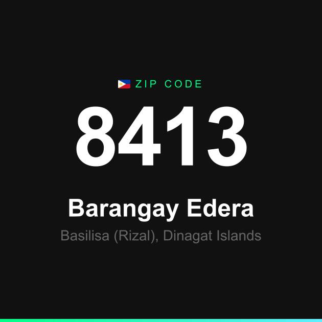 Shareable ZIP code 8413 card for Barangay Edera